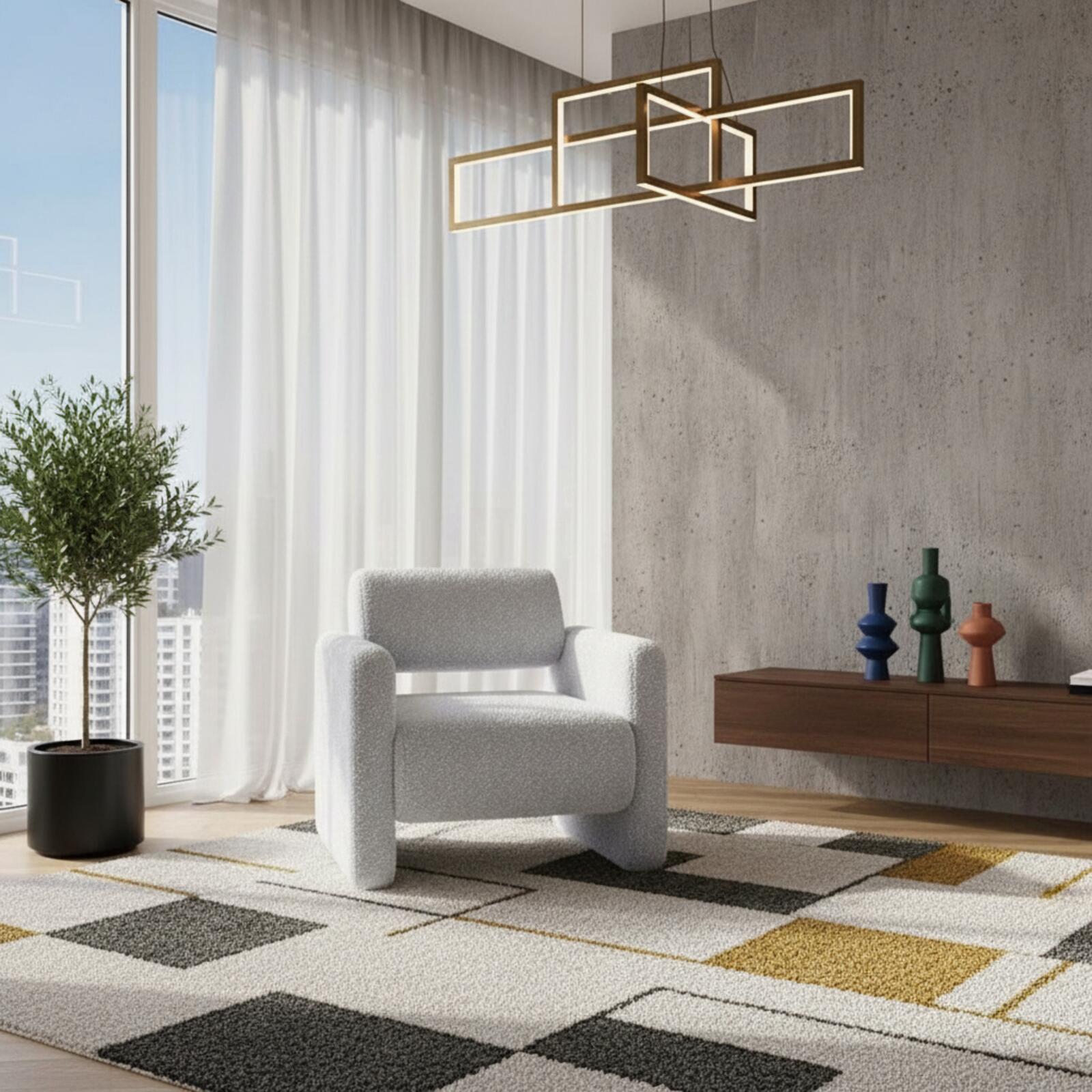 Modern Bouclé Fabric Armchair