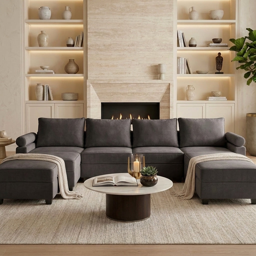 Dark Grey modular sectional sofa angle view