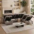 Light Grey modular sectional sofa angle view