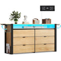 Modern 6-Drawer Console with LED Accent Lighting