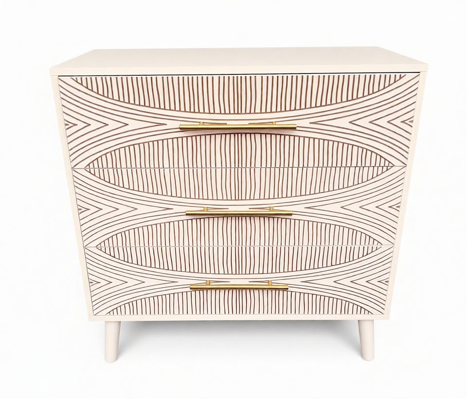 2 x Farmhouse 3 Drawer Chest Nightstands