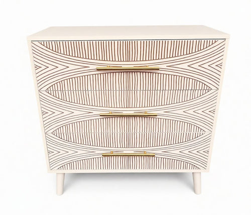 2 x Farmhouse 3 Drawer Chest Nightstands