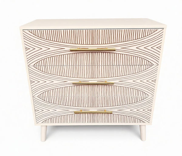 2 x Farmhouse 3 Drawer Chest Nightstands