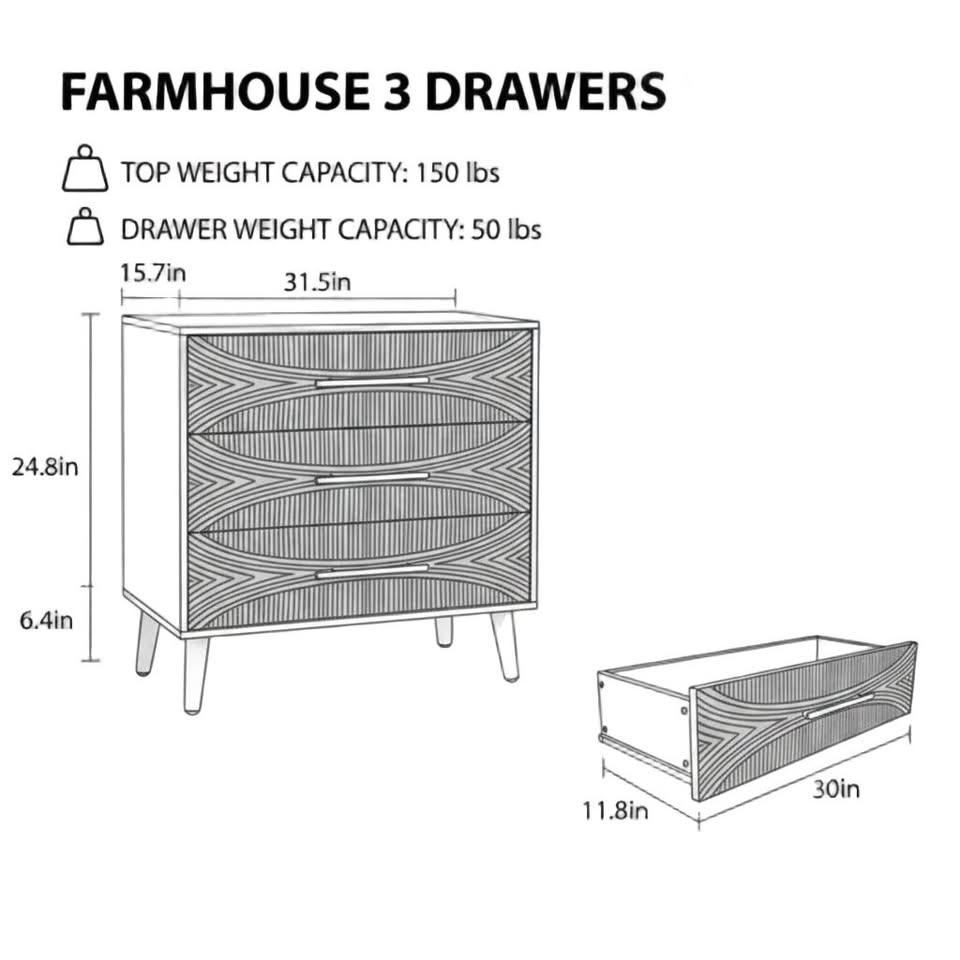 Farmhouse nightstand dimensions